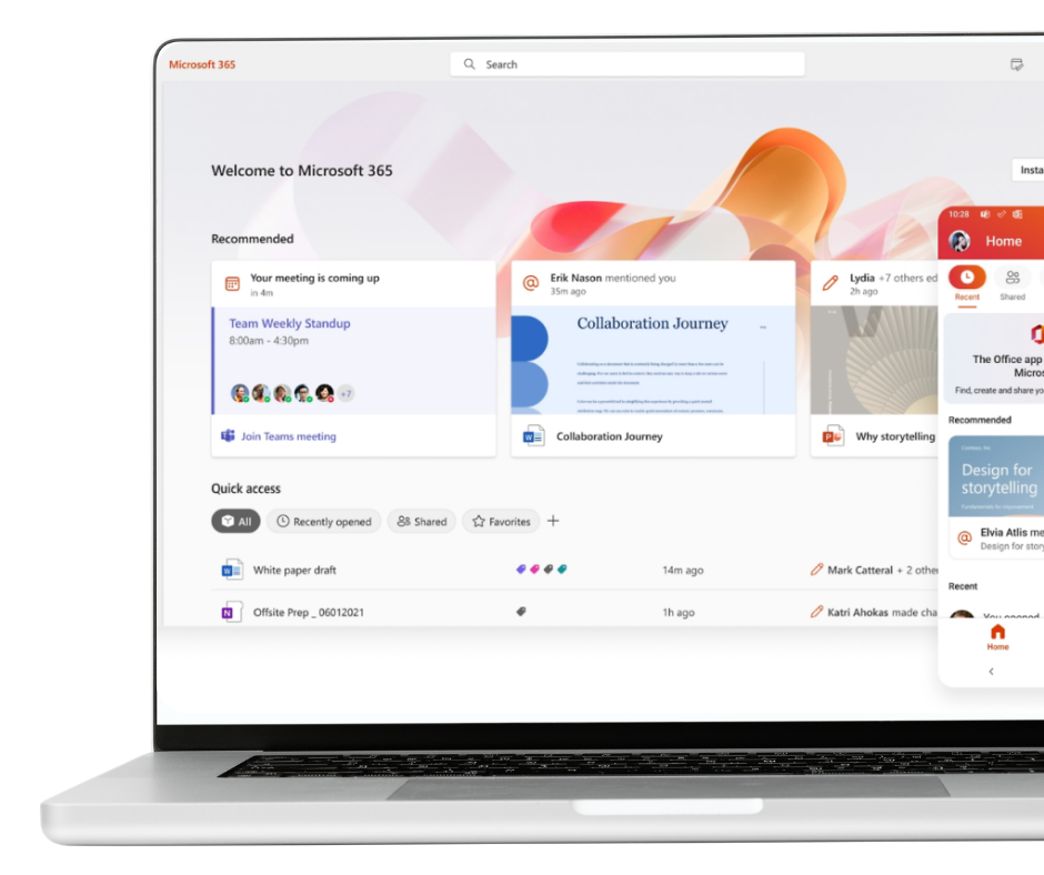 Microsoft 365 en laptop